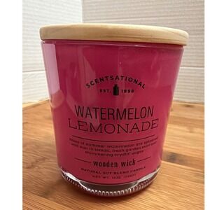 Scentsational Watermelon Lemonade Natural Soy‎ Blend Candle Wooden Wick 11oz